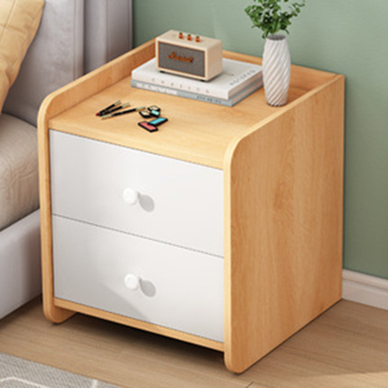 Contemporary Scandinavian Square Rectangular Density Board Nightstand 2/3 Drawer For Bedroom