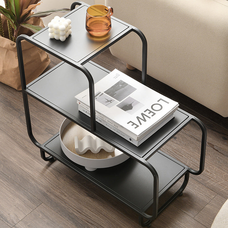 Contemporary Scandinavian Rectangular Iron Side Table 3-Tier For Living Room