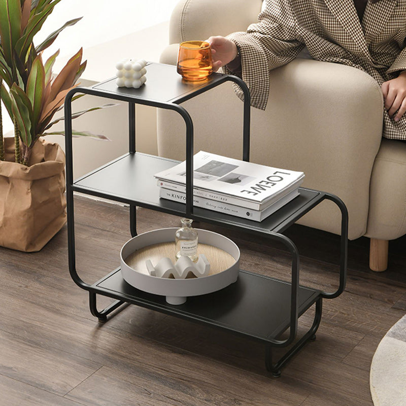 Contemporary Scandinavian Rectangular Iron Side Table 3-Tier For Living Room