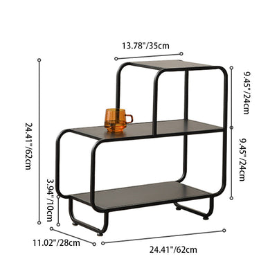 Contemporary Scandinavian Rectangular Iron Side Table 3-Tier For Living Room