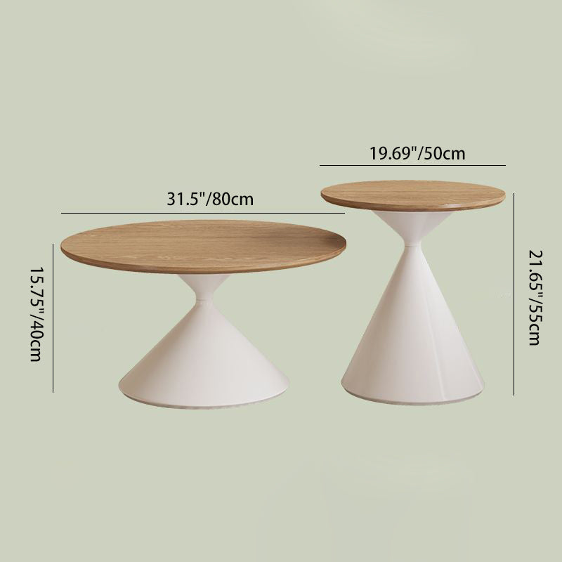 Contemporary Scandinavian Round Cone Density Board Carbon Steel Side Table 1-Tier For Living Room