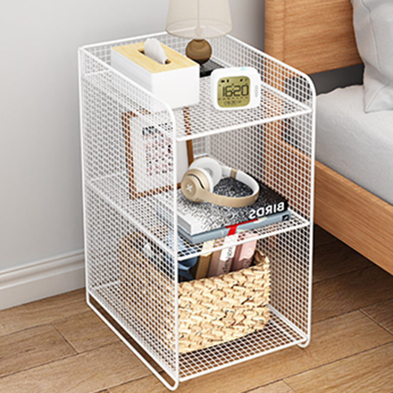 Modern Minimalist Rectangular Lattice Mesh Iron Side Table 3-Tier For Living Room