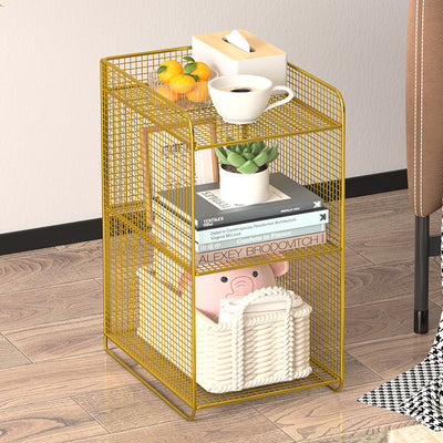 Modern Minimalist Rectangular Lattice Mesh Iron Side Table 3-Tier For Living Room