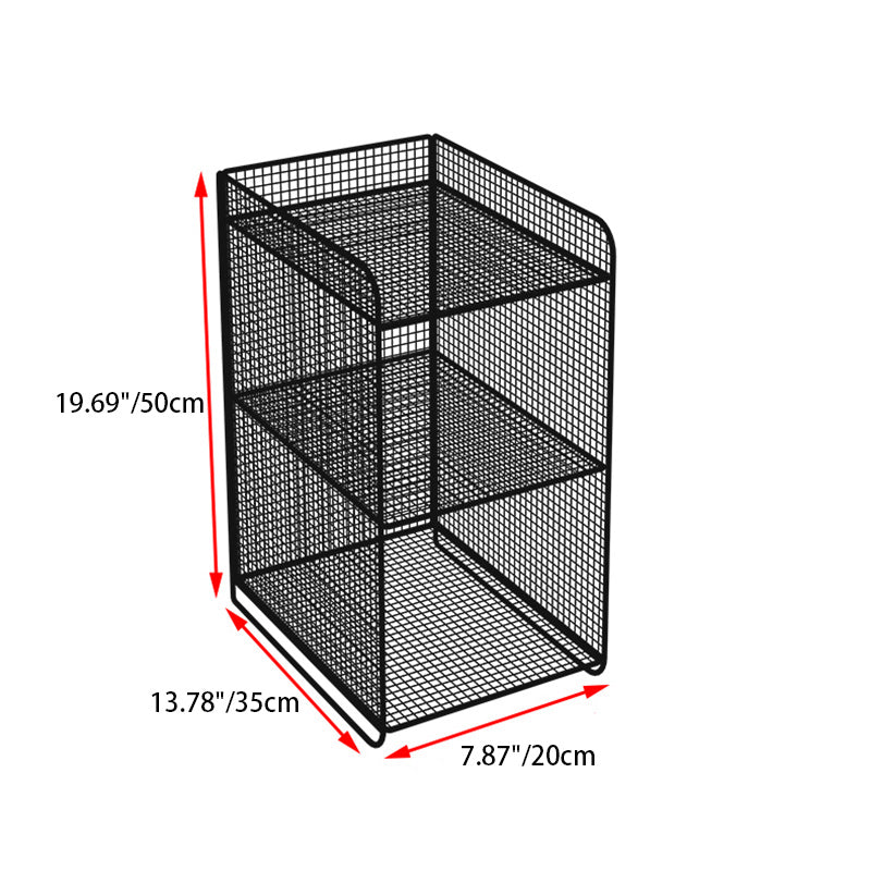 Modern Minimalist Rectangular Lattice Mesh Iron Side Table 3-Tier For Living Room