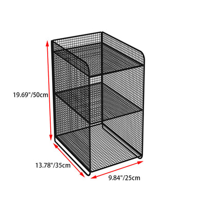 Modern Minimalist Rectangular Lattice Mesh Iron Side Table 3-Tier For Living Room