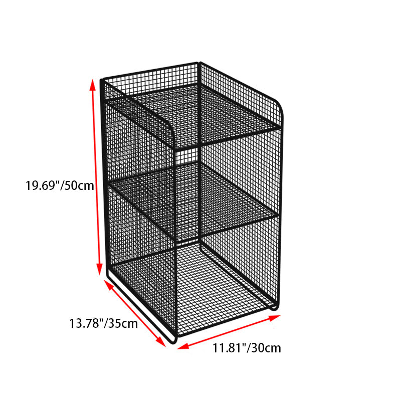 Modern Minimalist Rectangular Lattice Mesh Iron Side Table 3-Tier For Living Room