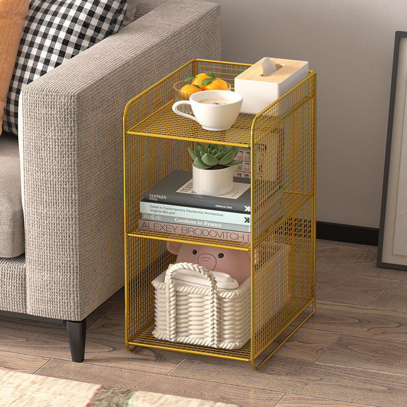 Modern Minimalist Rectangular Lattice Mesh Iron Side Table 3-Tier For Living Room