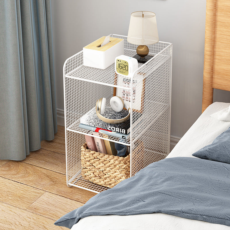 Modern Minimalist Rectangular Lattice Mesh Iron Side Table 3-Tier For Living Room