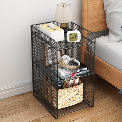 Modern Minimalist Rectangular Lattice Mesh Iron Side Table 3-Tier For Living Room