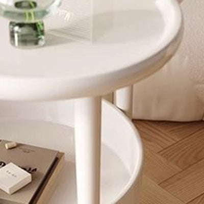 Modern Minimalist Clover Round Cylinder Density Board Metal Side Table 2-Tier For Living Room