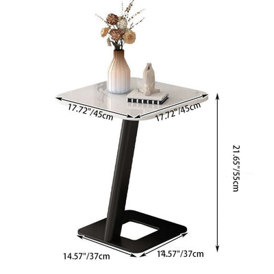 Contemporary Creative Round Square Stand Rock Slab Carbon Steel Side Table 1-Tier For Living Room