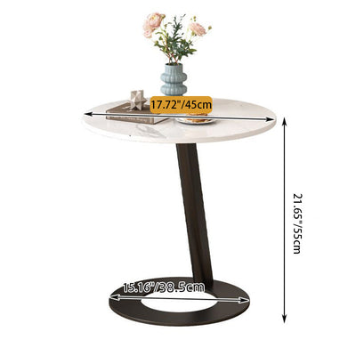 Contemporary Creative Round Square Stand Rock Slab Carbon Steel Side Table 1-Tier For Living Room