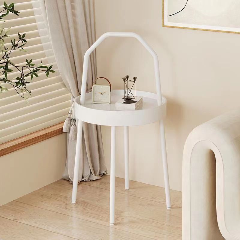 Modern Minimalist Round Arch Long Plastic Carbon Steel Iron Side Table 1-Tier For Living Room