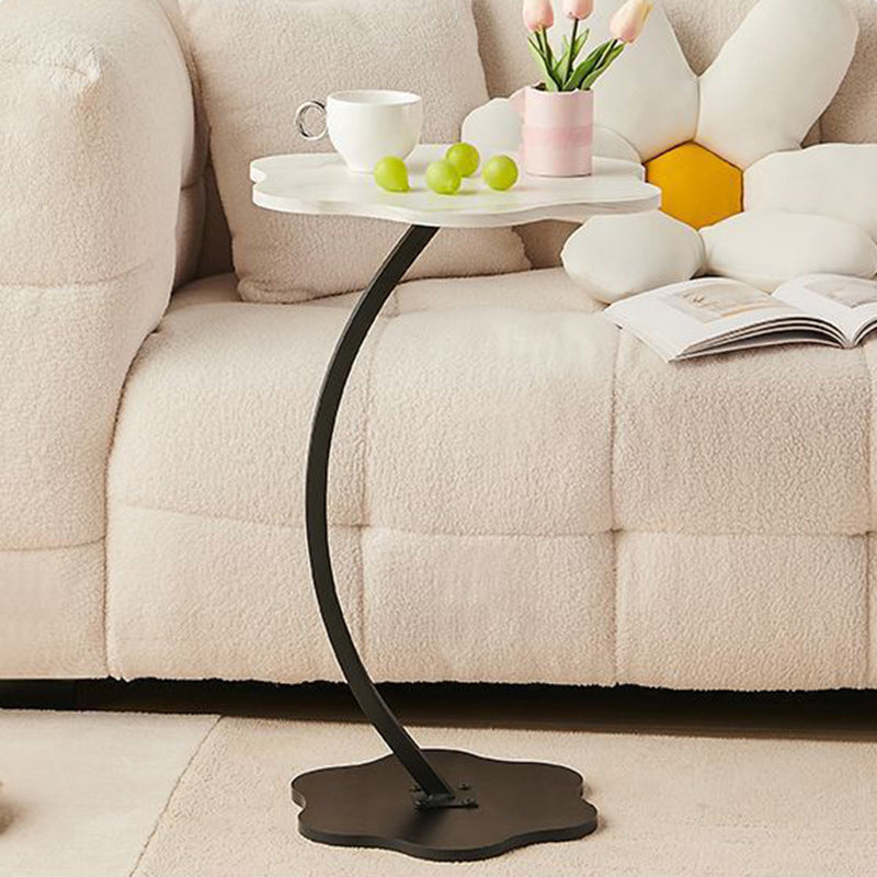 Modern Minimalist Petal Curved Density Board Metal Side Table 1-Tier For Living Room