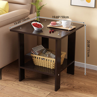 Contemporary Scandinavian Square Rectangular Density Board Side Table 2-Tier For Living Room