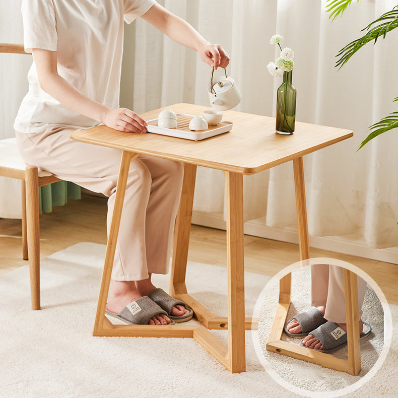 Traditional Japanese Square Solid Wood Top Coffee Table For Living Room