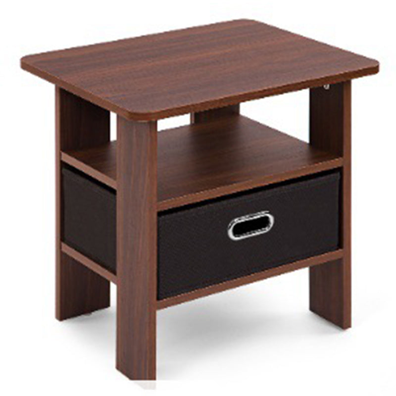 Contemporary Luxury Rounded Corner Square Wood Nightstand 1-Drawer For Bedroom