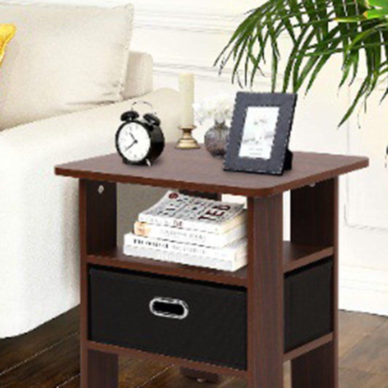 Contemporary Luxury Rounded Corner Square Wood Nightstand 1-Drawer For Bedroom