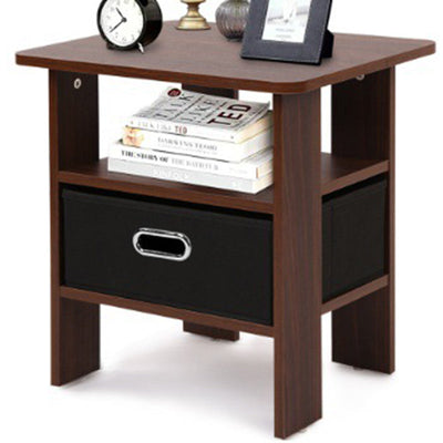 Contemporary Luxury Rounded Corner Square Wood Nightstand 1-Drawer For Bedroom