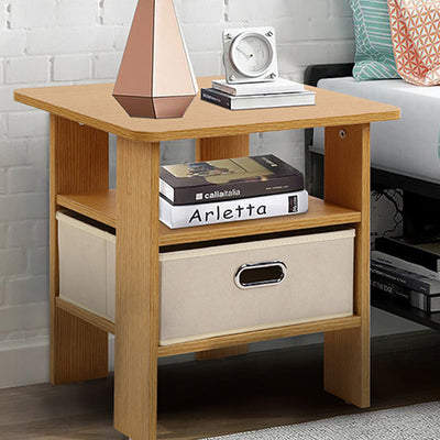 Contemporary Luxury Rounded Corner Square Wood Nightstand 1-Drawer For Bedroom