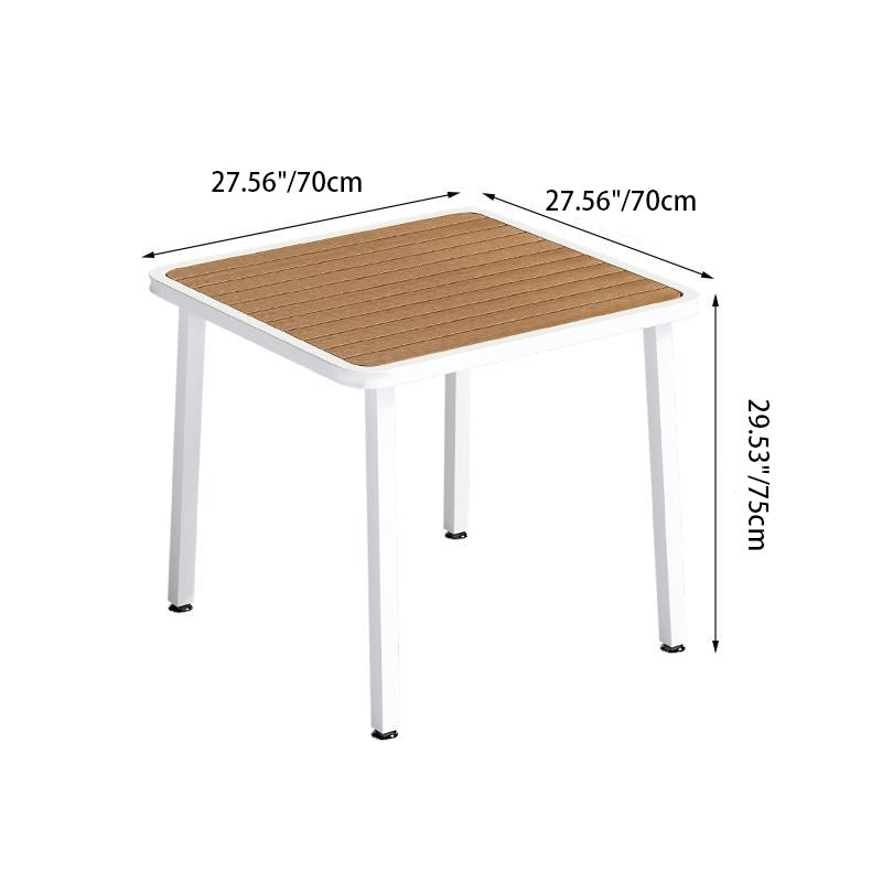 Modern Minimalist Square Slat Splicing Top Iron Frame Dining Table For Dining Room