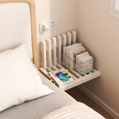 Modern Minimalist Ultra Thin Solid Wood Hidden Wall-Mounted Foldable End Table For Bedroom