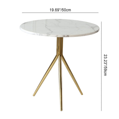 Contemporary Nordic Round Marble Top Stainless Steel Tripod End Table For Living Room