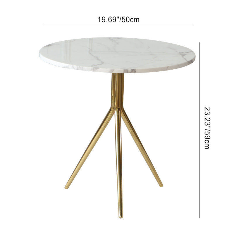 Contemporary Nordic Round Marble Top Stainless Steel Tripod End Table For Living Room