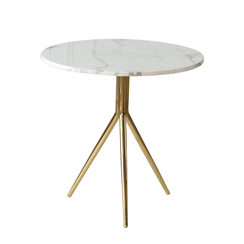 Contemporary Nordic Round Marble Top Stainless Steel Tripod End Table For Living Room