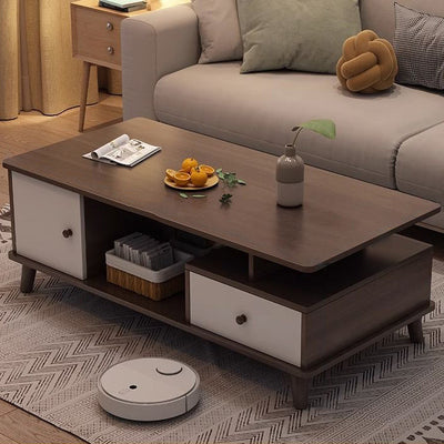 Modern Minimalist Rectangular Wood Density Plate Coffee Table For Living Room