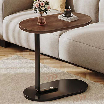 Modern Minimalist Removable Oval Metal Wood End Table For Living Room