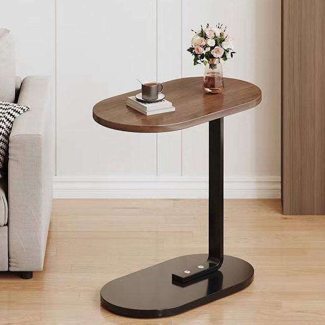 Modern Minimalist Removable Oval Metal Wood End Table For Living Room