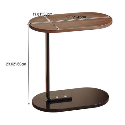 Modern Minimalist Removable Oval Metal Wood End Table For Living Room