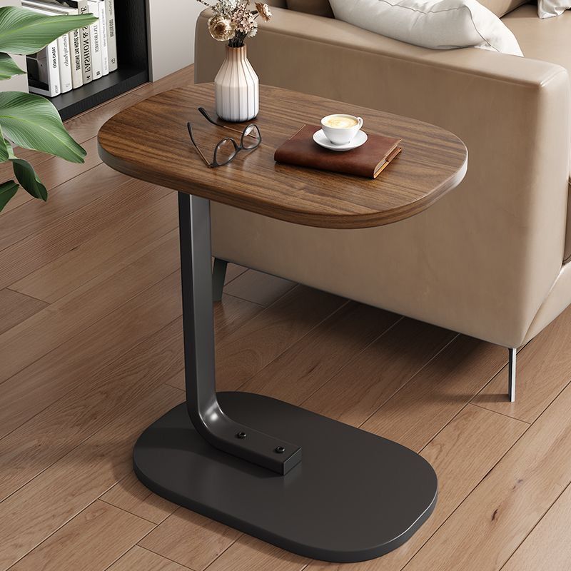 Modern Minimalist Removable Oval Metal Wood End Table For Living Room