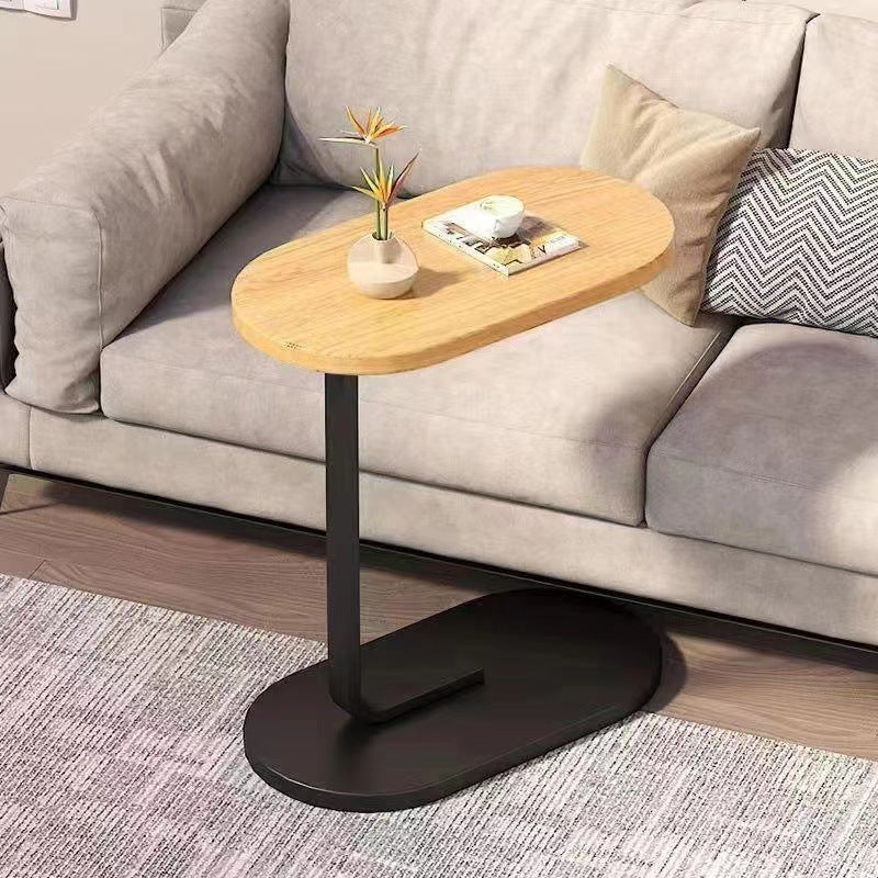 Modern Minimalist Removable Oval Metal Wood End Table For Living Room