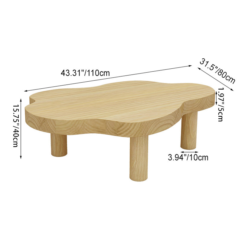 Contemporary Scandinavian Cloud Cream Rectangle Round Wood Coffee Table For Living Room