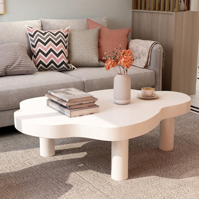 Contemporary Scandinavian Cloud Cream Rectangle Round Wood Coffee Table For Living Room