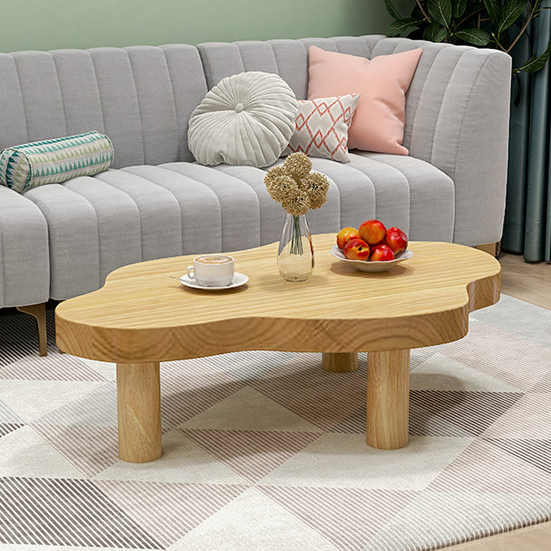 Contemporary Scandinavian Cloud Cream Rectangle Round Wood Coffee Table For Living Room