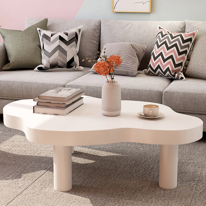 Contemporary Scandinavian Cloud Cream Rectangle Round Wood Coffee Table For Living Room