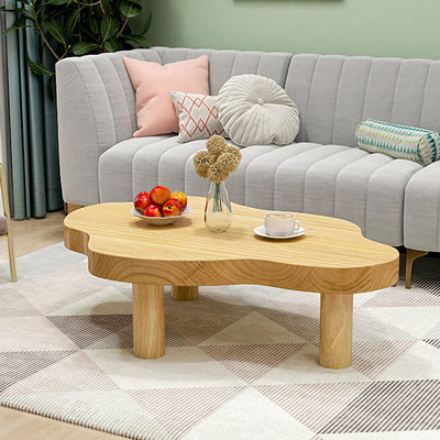 Contemporary Scandinavian Cloud Cream Rectangle Round Wood Coffee Table For Living Room