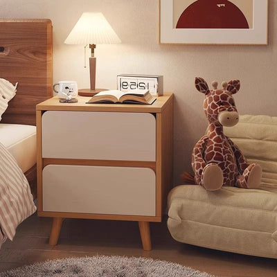 Modern Minimalist Square Rectangular Wood Nightstand 1/2/3 Drawer For Bedroom