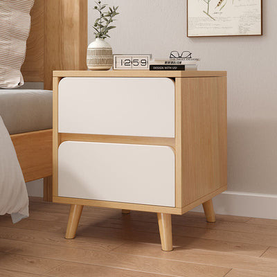 Modern Minimalist Square Rectangular Wood Nightstand 1/2/3 Drawer For Bedroom