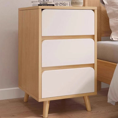 Modern Minimalist Square Rectangular Wood Nightstand 1/2/3 Drawer For Bedroom