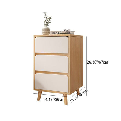 Modern Minimalist Square Rectangular Wood Nightstand 1/2/3 Drawer For Bedroom