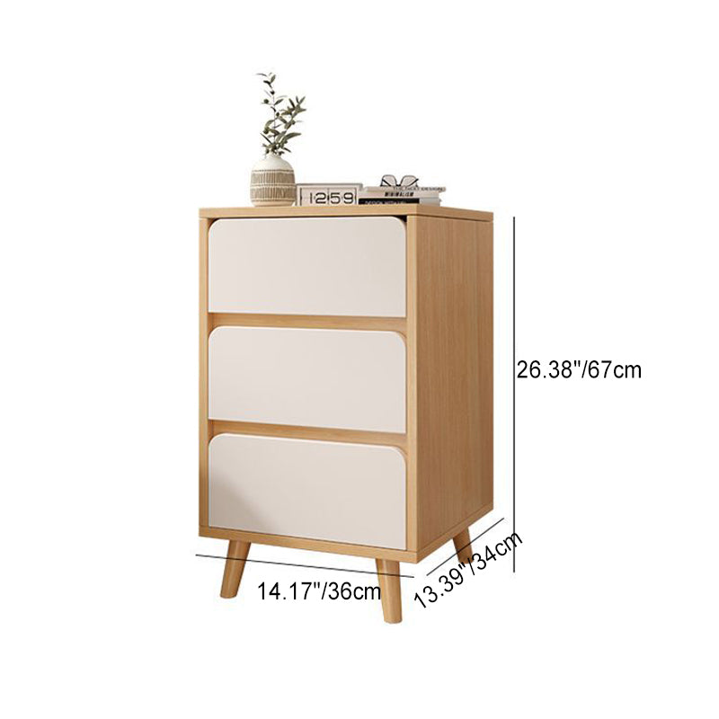 Modern Minimalist Square Rectangular Wood Nightstand 1/2/3 Drawer For Bedroom