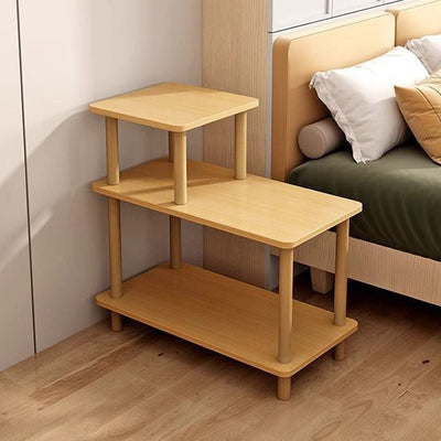 Modern Minimalist Rectangular Square Wooden Side Table 3-Tier For Living Room