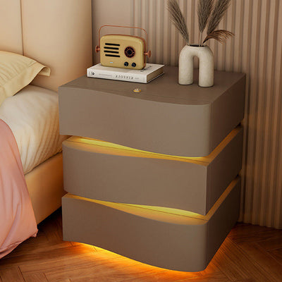 Modern Minimalist Ambiance Light Square Rectangle Wood Nightstand 2/3 Drawer For Bedroom