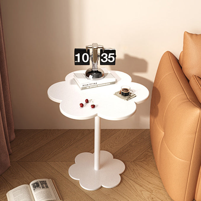 Modern Minimalist Cream Flower Shaped Round Iron Density Plate End Table For Living Room