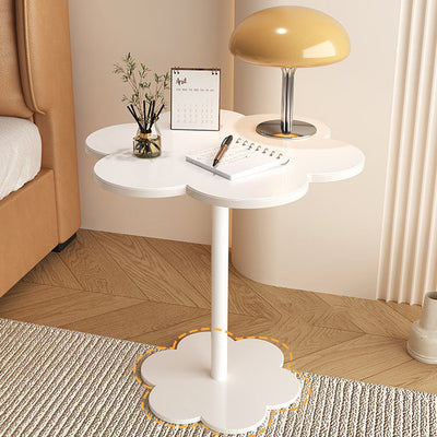 Modern Minimalist Cream Flower Shaped Round Iron Density Plate End Table For Living Room