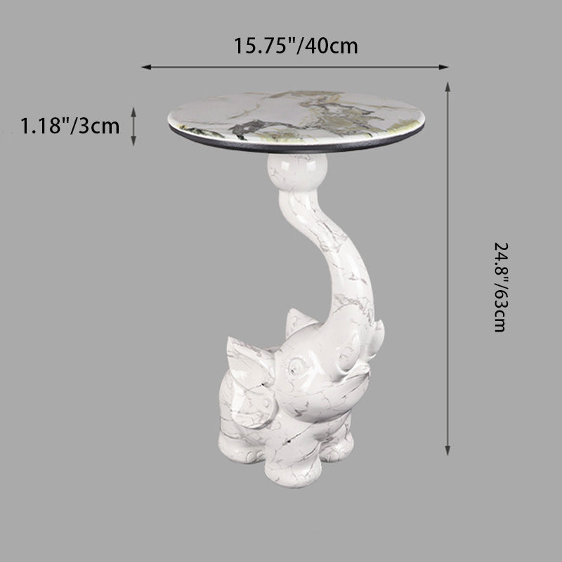 Modern Art Deco Elephant Round Resin Hypercrystalline Rock Coffee Table For Living Room